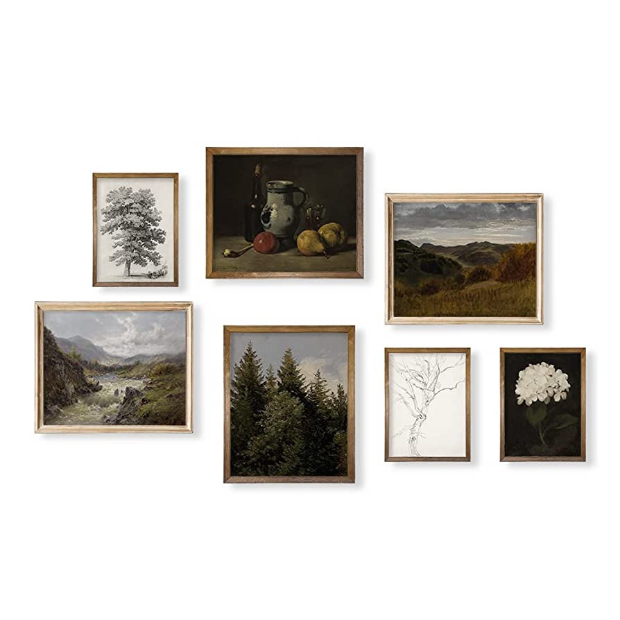 Vintage Modern Farmhouse Wall Decor - Cottagecore Room Decor - Aesthetic Still Life Floral Nature... | Amazon (US)