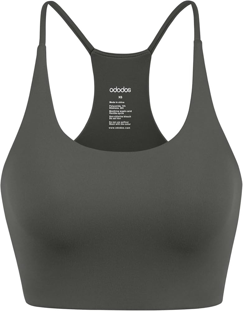 ODODOS Halter Sports Bra for Women Non Padded Strappy Cropped Tops Workout Yoga Crop | Amazon (US)