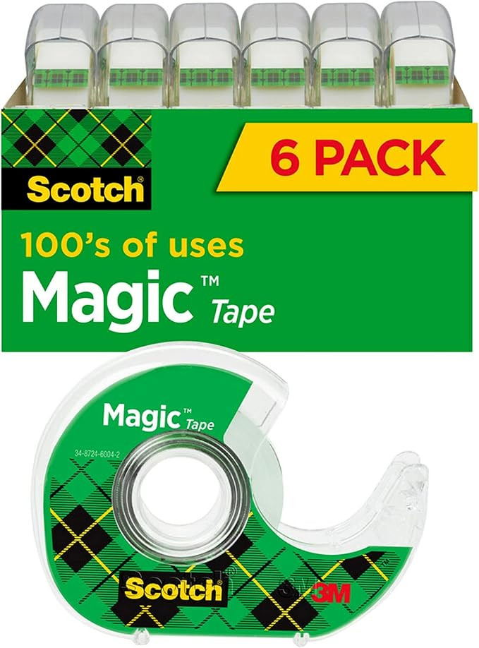 Scotch Magic Tape, 6 Rolls with Dispensers, Numerous Applications, Invisible, Engineered for Repa... | Amazon (US)
