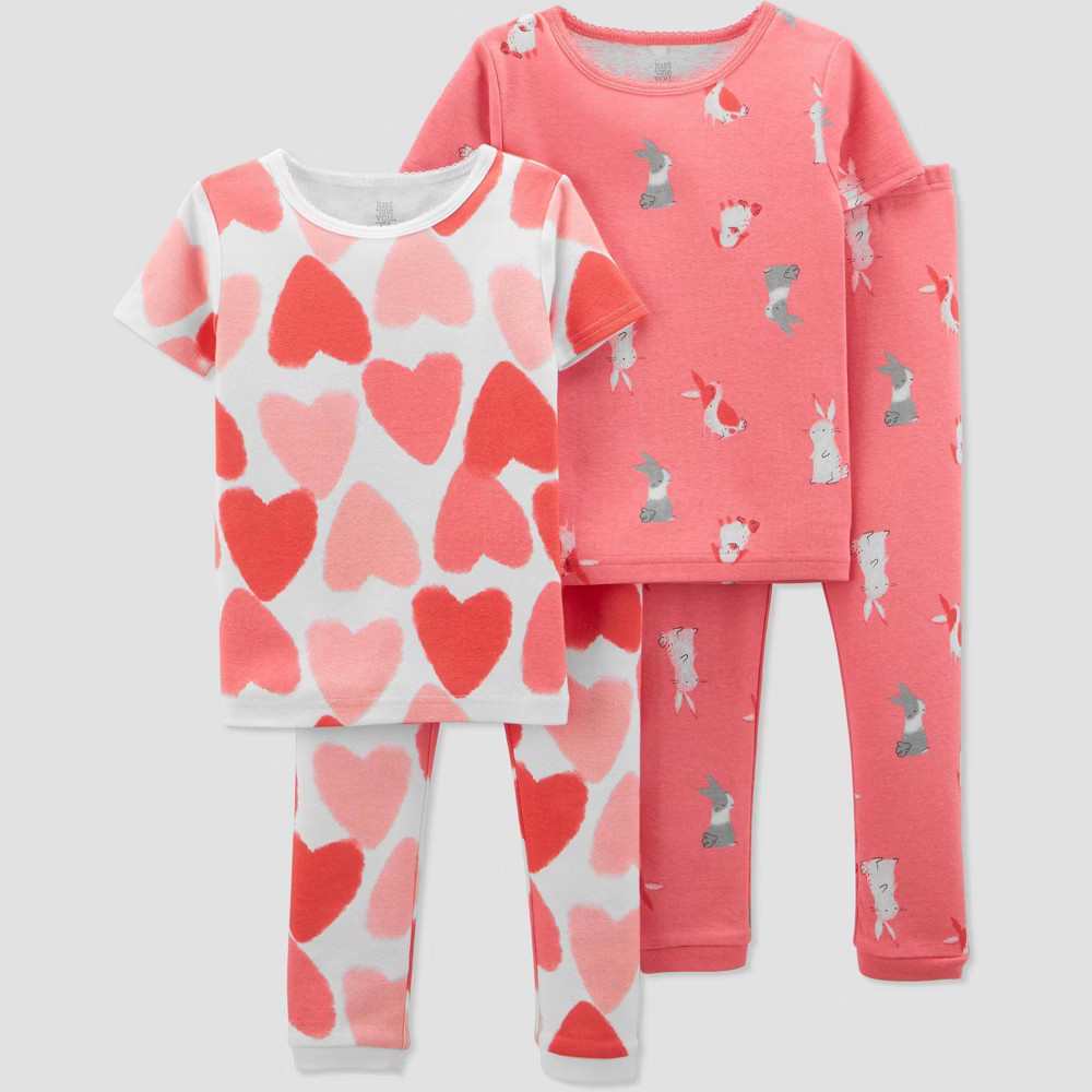 Toddler Girls' 4pc Bunny/Hearts Snug Fit Pajama Set - Just One You® made by carter's | Target