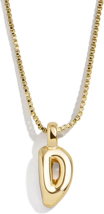 BaubleBar Gwen Mini Bubble Initial Necklace - Gold-Plated Bubble Letter Pendant, 17 Inch Chain wi... | Amazon (US)