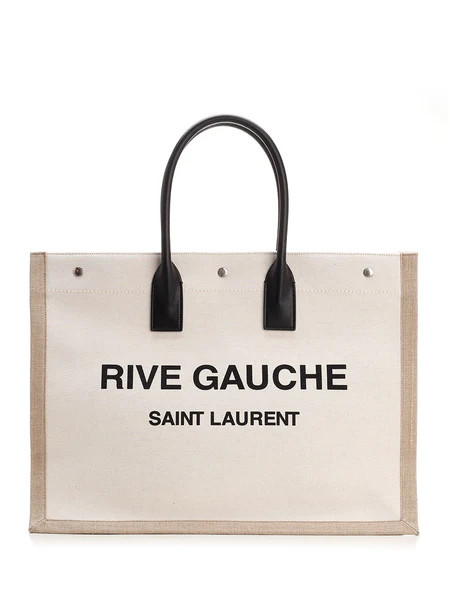 Saint Laurent Rive Gauche Logo Printed Tote Bag | Cettire Global