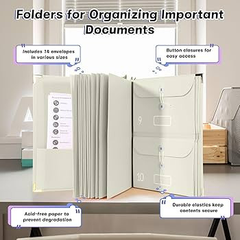 The Folio Document Organizer,Important Document Organizer| Extra Thick Paper,Hard Cardboard Cover... | Amazon (US)