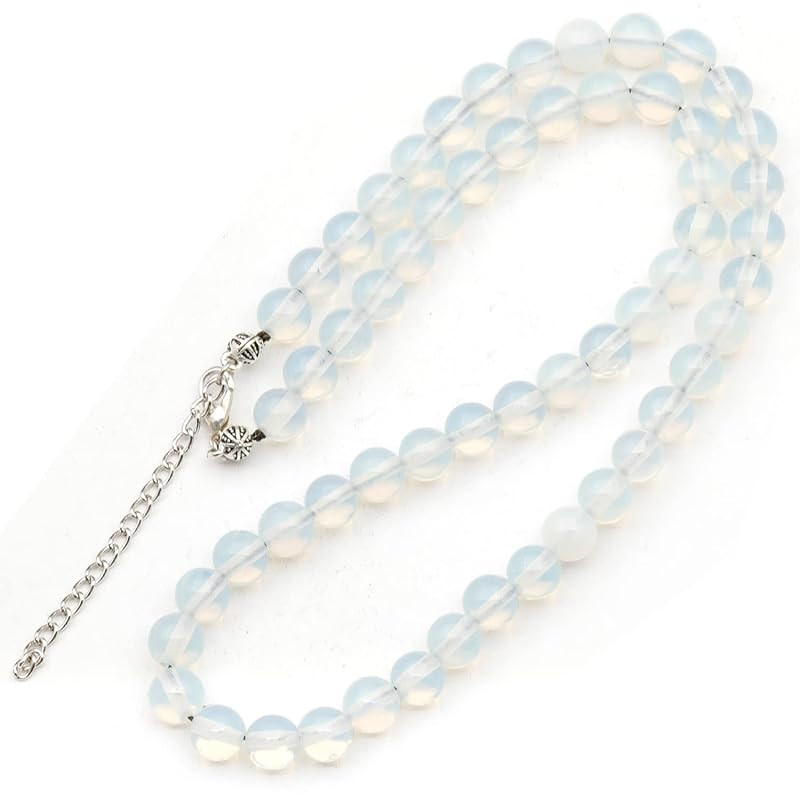 Natural Opalite Beaded Choker, Genuine White Crystal Necklace, Fancy Gemstone Choker, 8mm Beads, ... | Amazon (US)