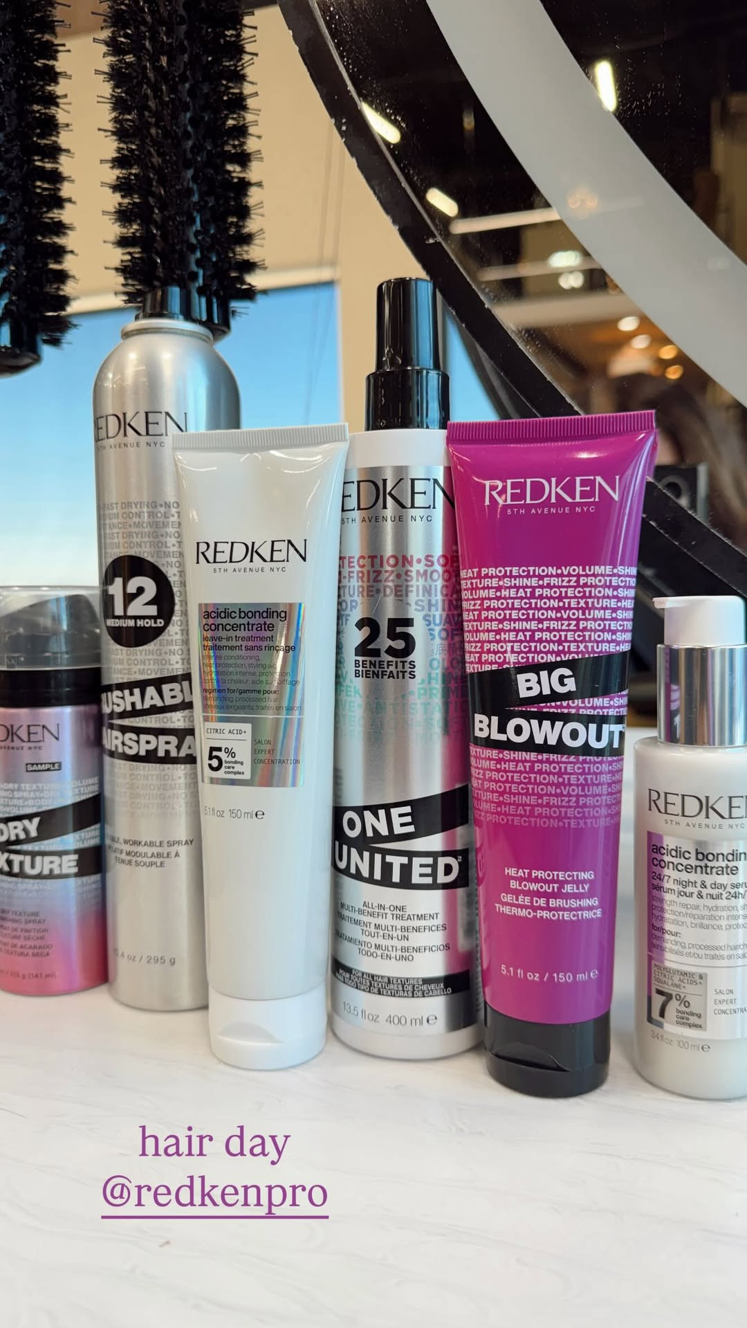 Haircare staples I swear by 🤍 Redken Acidic Bonding for strength + shine, a good dry texture spray for volume, smoothing serum, leave-in conditioner, and the hairspray that actually holds. 

 #LTKgrwm #LTKBeauty