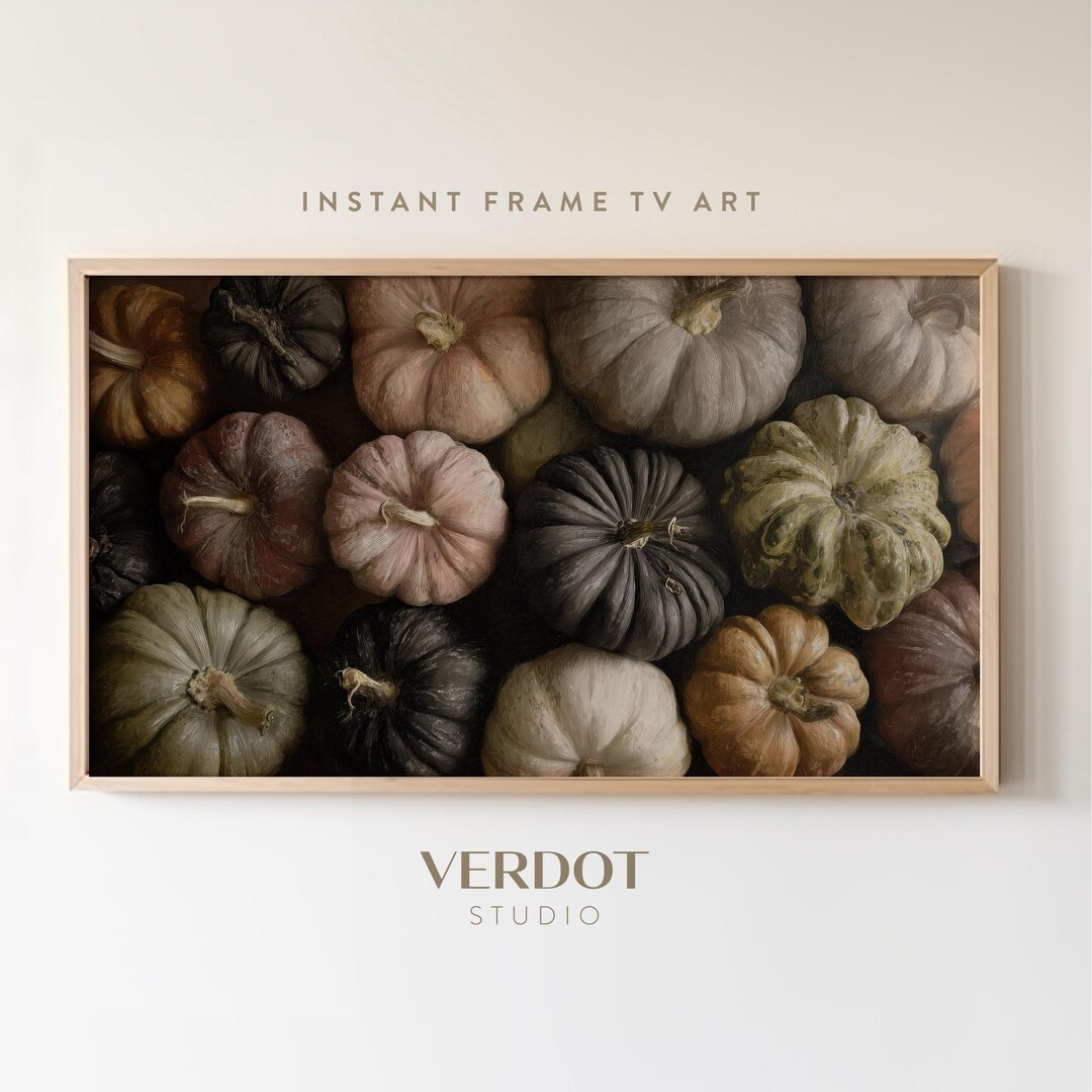 Moody Pumpkin Fall Frame TV Art, Halloween Pumpkin Painting, Autumn Still Life Screensaver, Neutr... | Etsy (US)