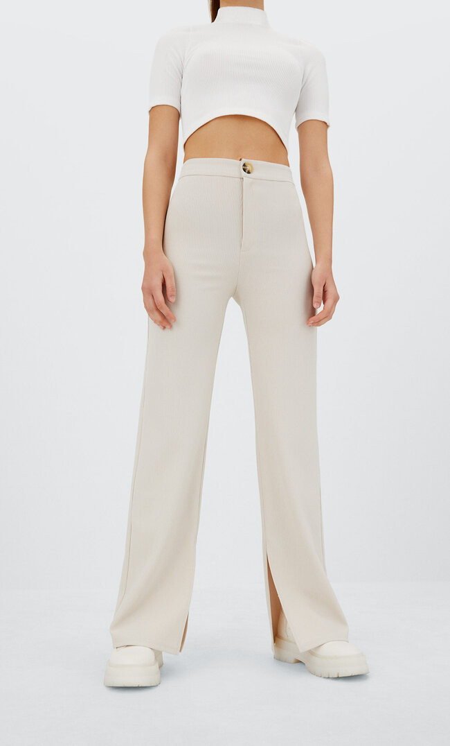 Darted smart trousers - Women's Trousers | Stradivarius United Kingdom | Stradivarius (UK)