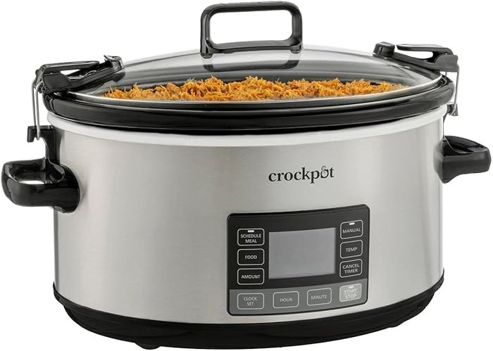 Crock-Pot 7-Quart Slow Cooker, Portable Programmable with Timer, Locking Lid, Stainless Steel; an... | Amazon (US)