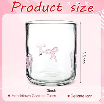 Skylety 2 Pack Bow Icon Juice Glass Coquette Bow Aesthetic Cup 14 ounce Double Old Fashioned Icon... | Amazon (US)