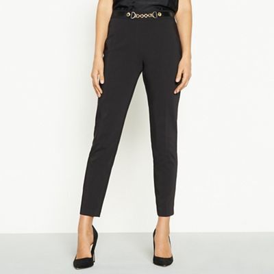 Star by Julien Macdonald Black cotton sateen gold chain smart trousers | Debenhams UK
