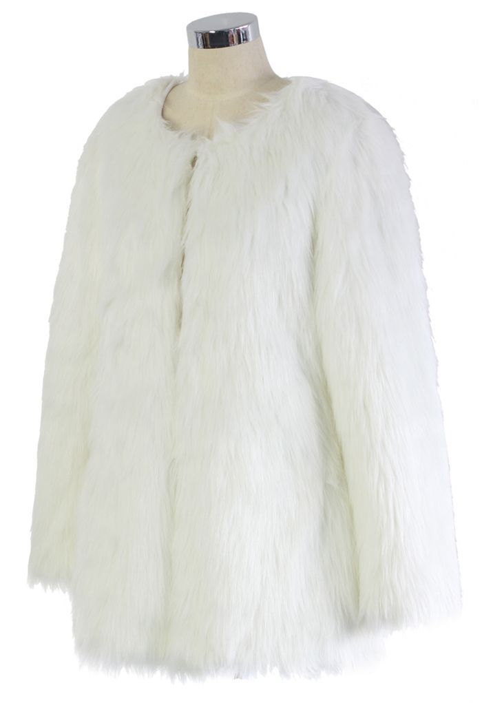 Chicwish Glam White Faux Fur Coat | Chicwish