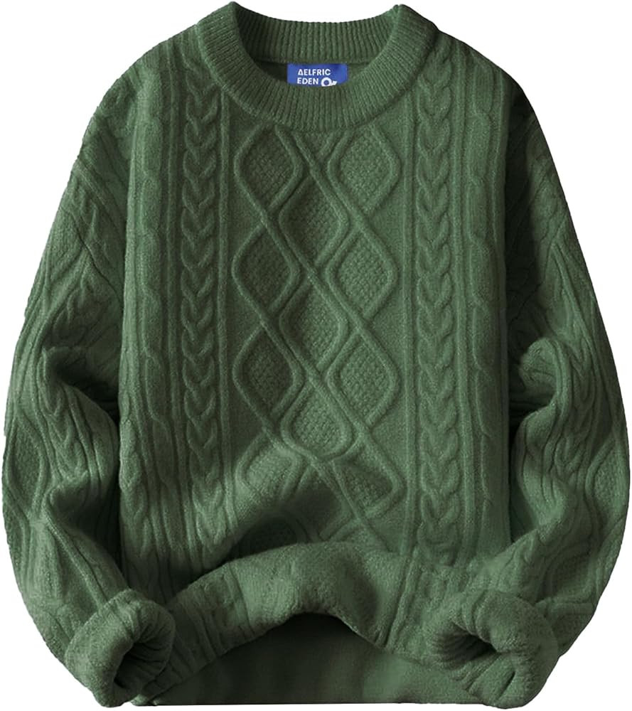 Aelfric Eden Oversized Sweater 90s Vintage Cable Knit Long Sleeve Women Heavy Crewneck Pullover | Amazon (US)