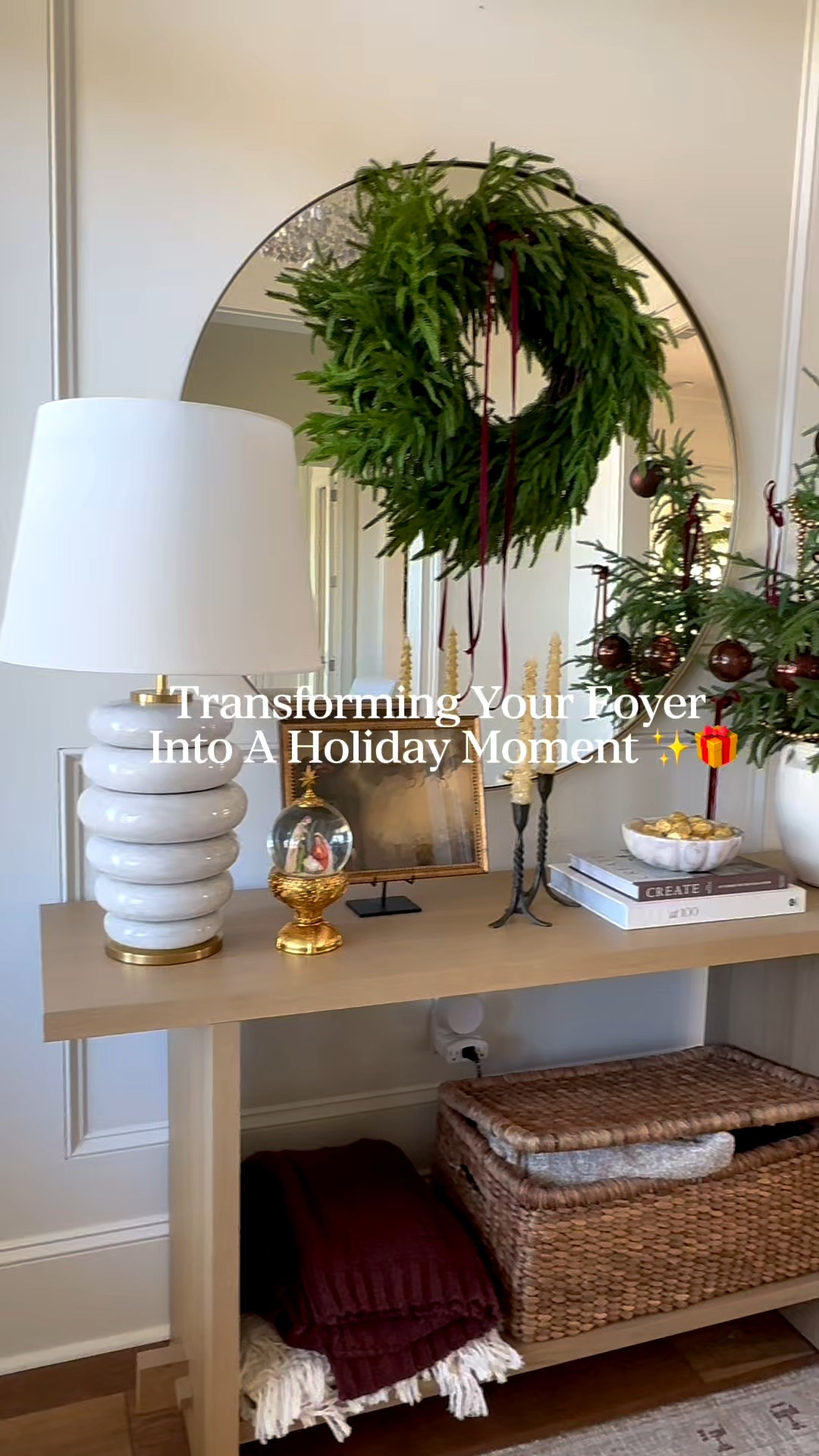Transforming My Foyer Into a Holiday Moment ✨🎁

A festive foyer moment: a potted tree, glowing candles, stacked books, sweet treats, a little trinket, and a wreath tied with a bow. Simple touches that make it feel like Christmas.” 🎄

Follow @brittanychaversdesign for more home inspo! 

#LTKSeasonal #LTKHoliday #LTKHome