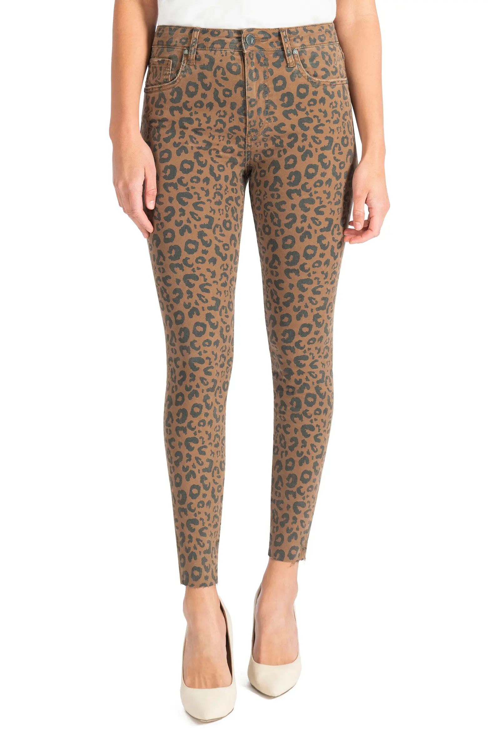 Donna Leopard Print High Waist Ankle Skinny Jeans | Nordstrom Rack