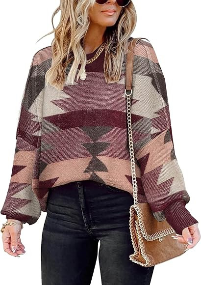 Womens Sweaters Causal Crewneck Batwing Sleeve Knit Top Side Split Oversized Pullover Sweater Loo... | Amazon (US)