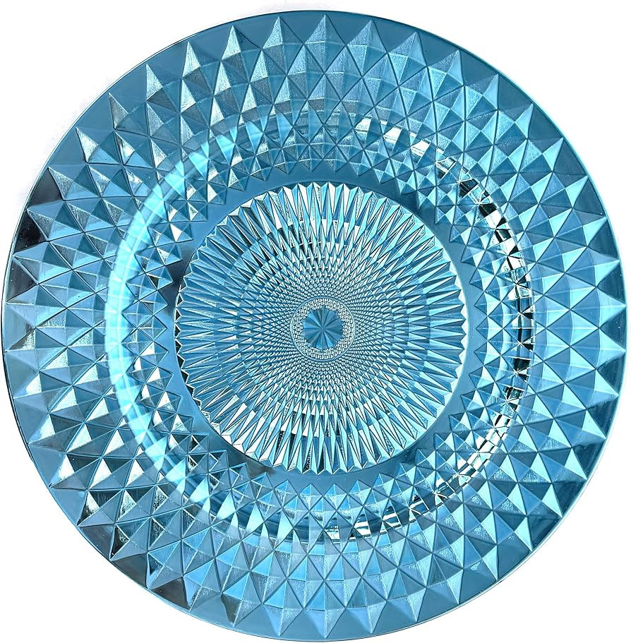 allgala 13-Inch 6-Pack Heavy Quality Plastic Diamond Pattern Sparkling Charger Plates-Light Blue-... | Amazon (US)