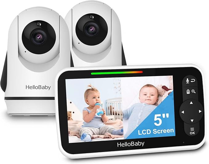 HelloBaby Video Baby Monitor with 2 Cameras and 5 Inch Split Screen Display, Remote Control Camer... | Amazon (US)