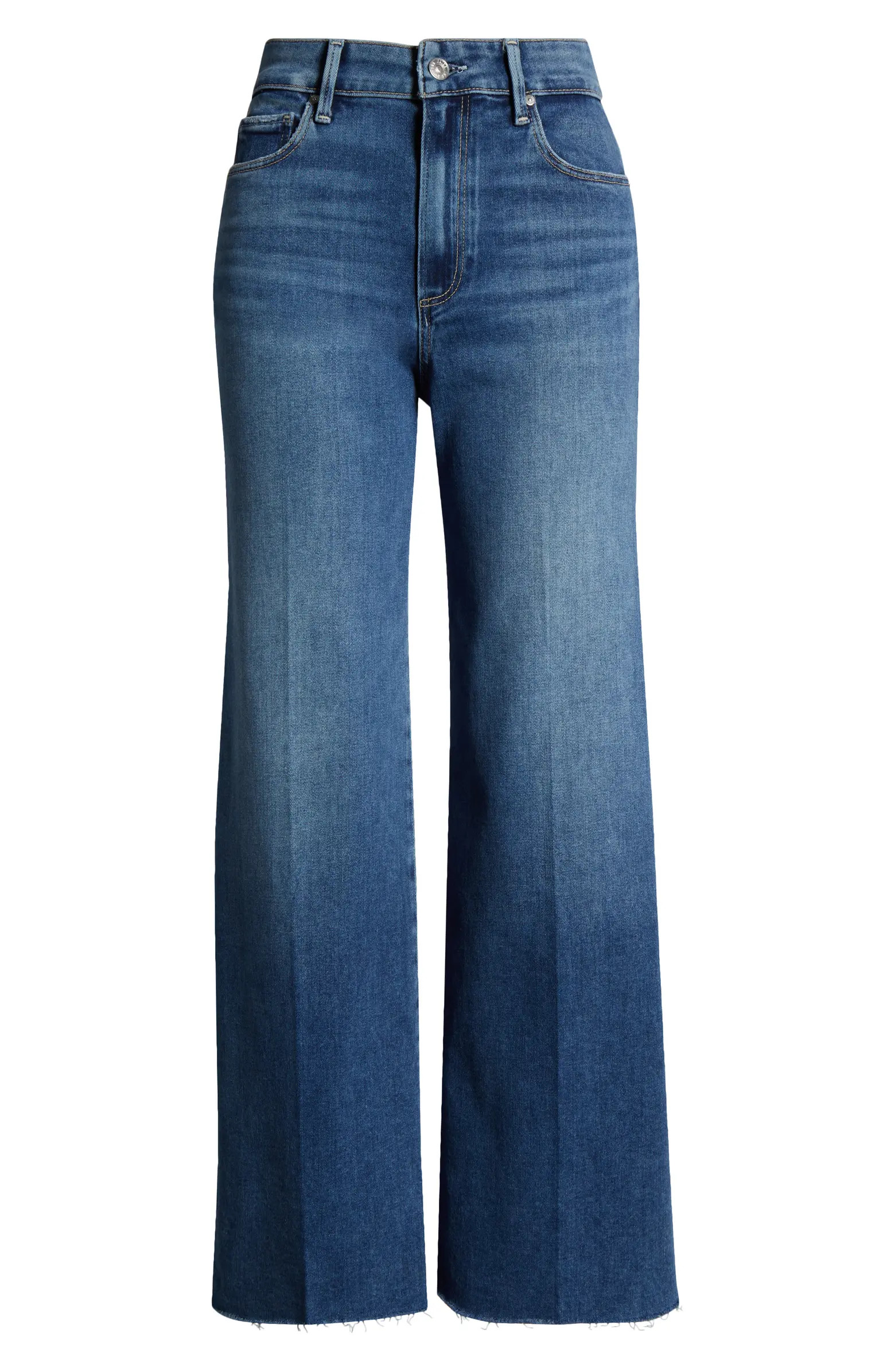 PAIGE Anessa Raw Hem High Waist Wide Leg Jeans | Nordstrom | Nordstrom