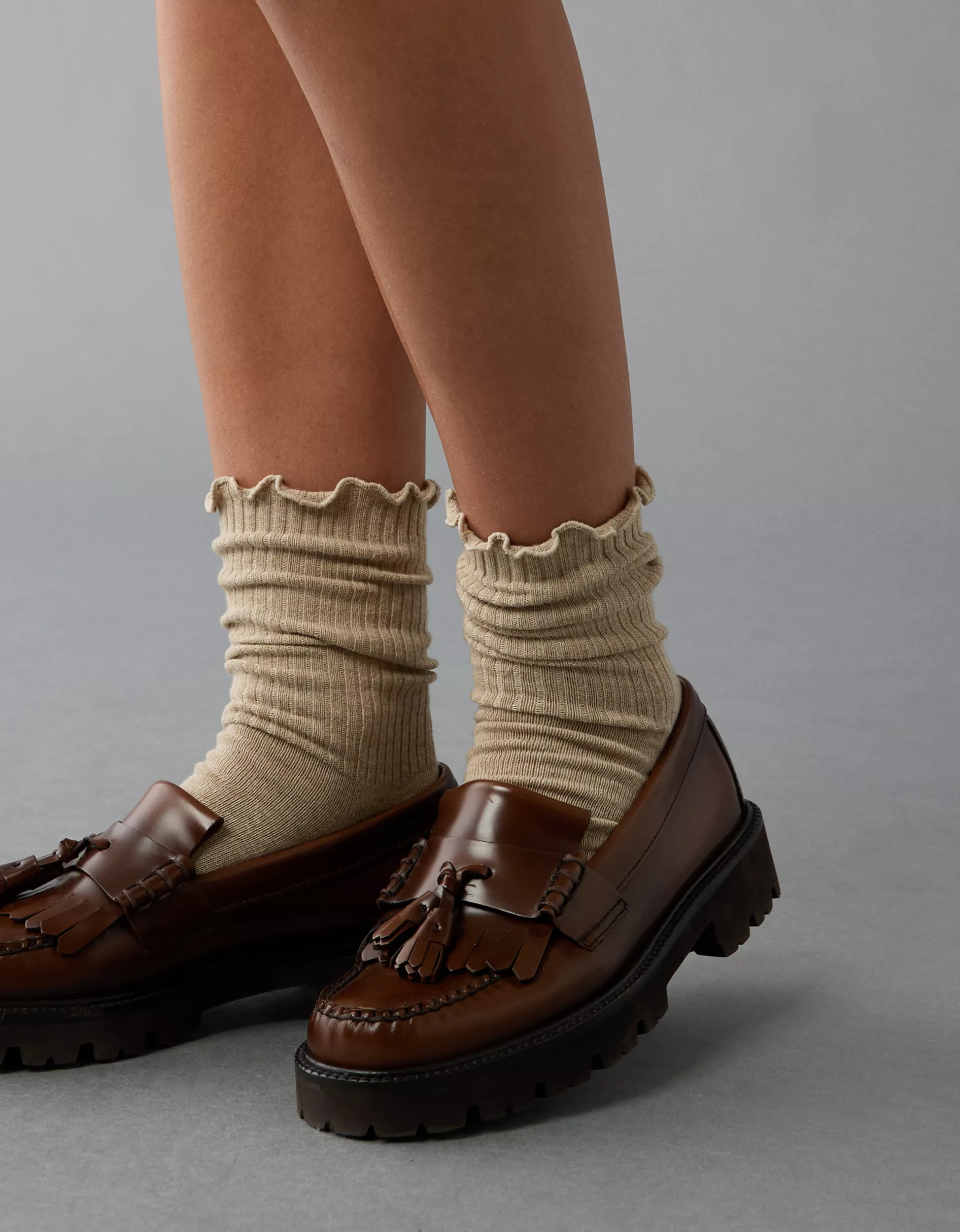 AE Ruffled Crew Socks 2-Pack | American Eagle Outfitters (US & CA)