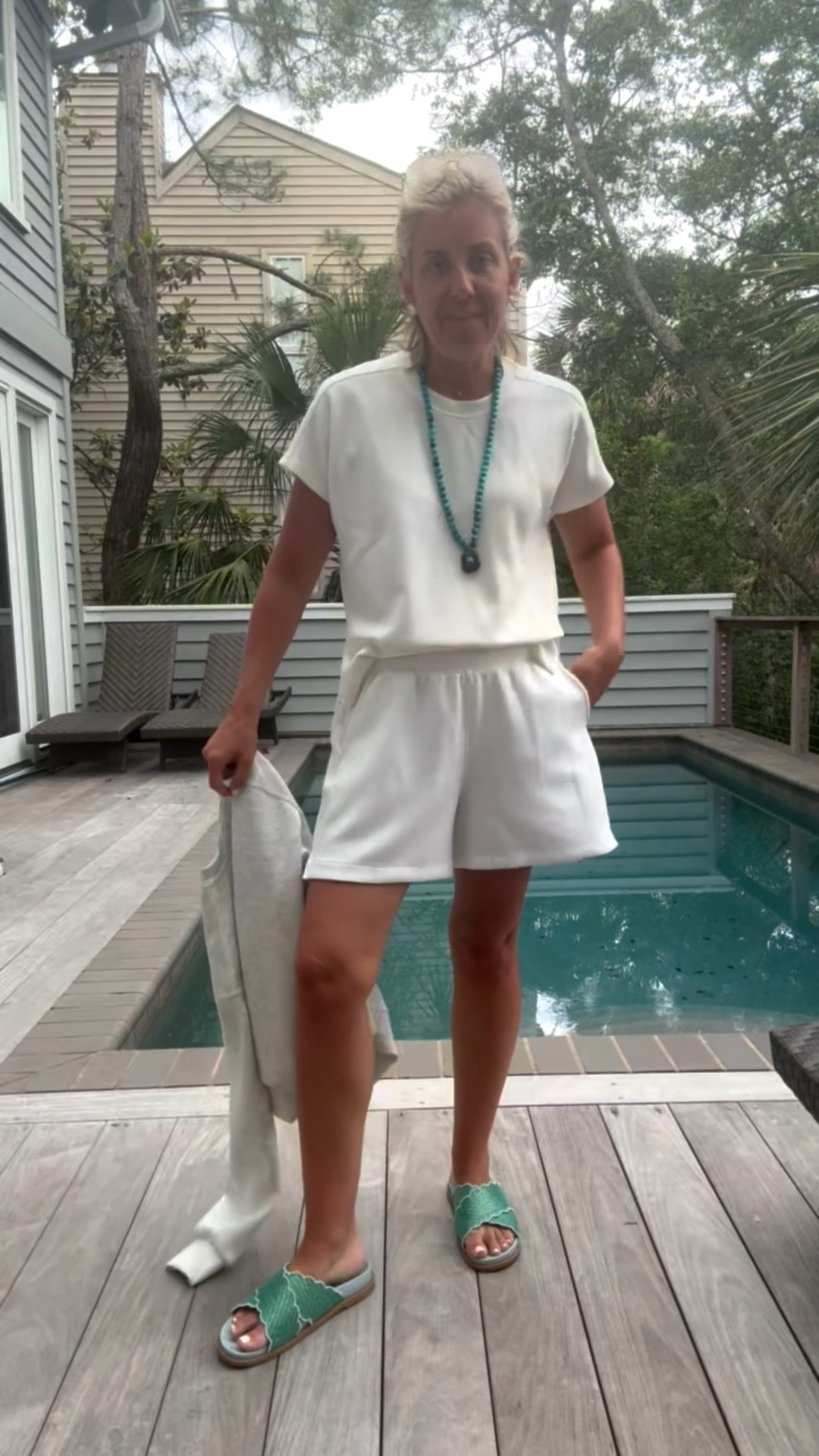 Quick change to my comfy cozy Spanx Air Essentials and a fun graphic sweatshirt.
Top & sweatshirt - xs
Shorts - small
Sandals - 8 tts

#LTKootd #LTKmomlife #LTKOver40