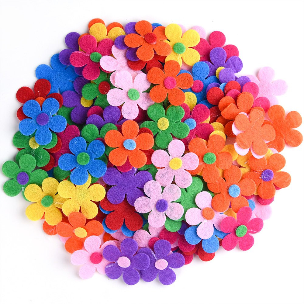 Coopay 120 Pieces Felt Flowers Fabric Flower Embellishments Assorted Colors for DIY Crafts | Amazon (US)