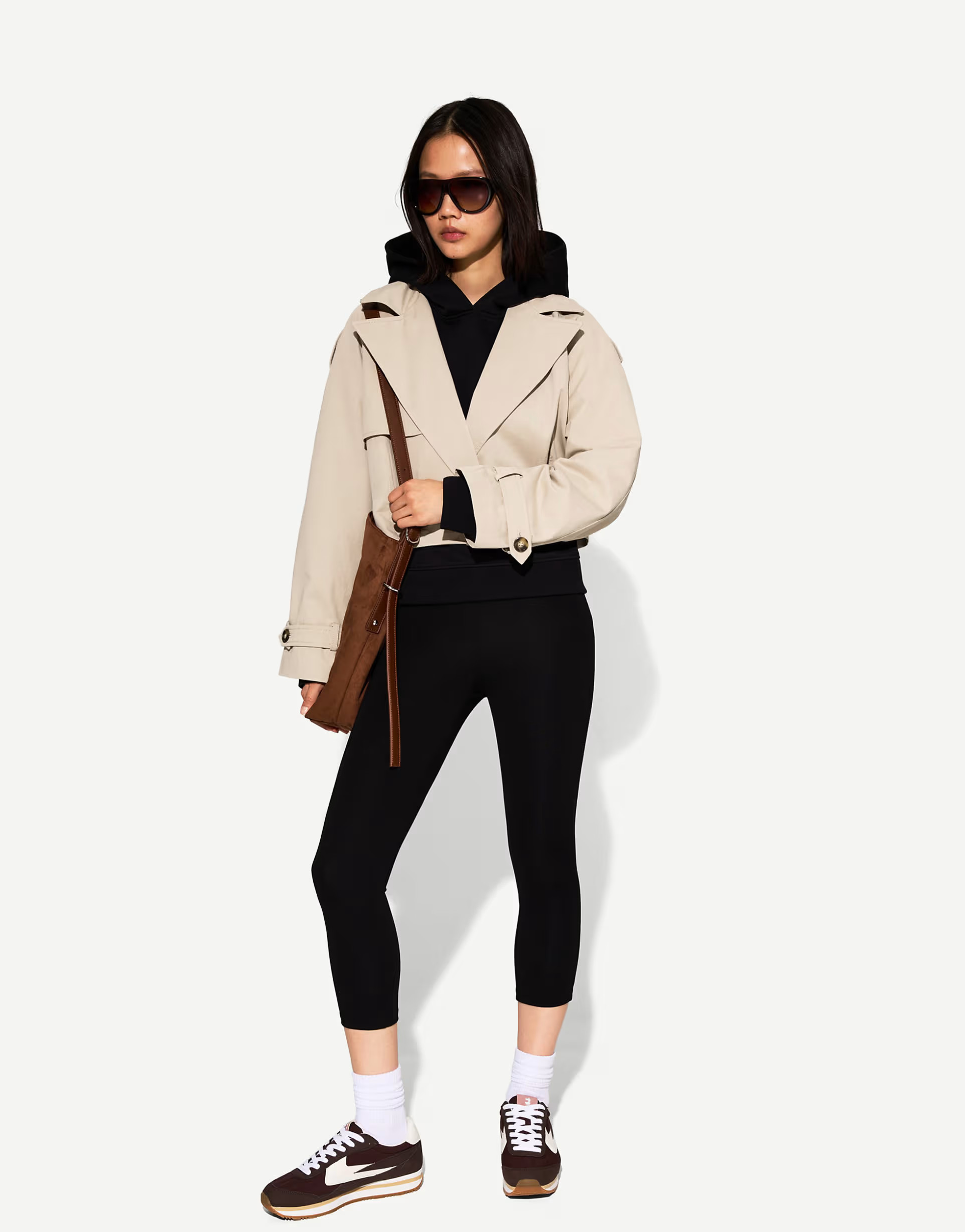 Bershka short trench jacket in beige | ASOS (Global)