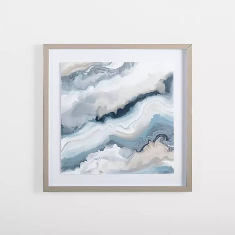 New! Blue Agate Waves Framed Art Print | Kirkland's Home