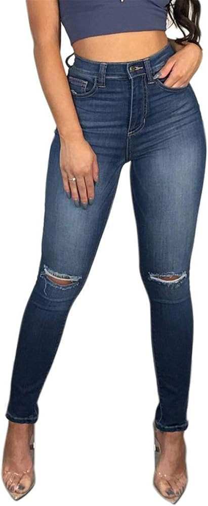 Women's High Waisted Jeans for Women Ripped Skinny Stretch Jeans Distressed Butt Lifting Denim Pa... | Amazon (US)
