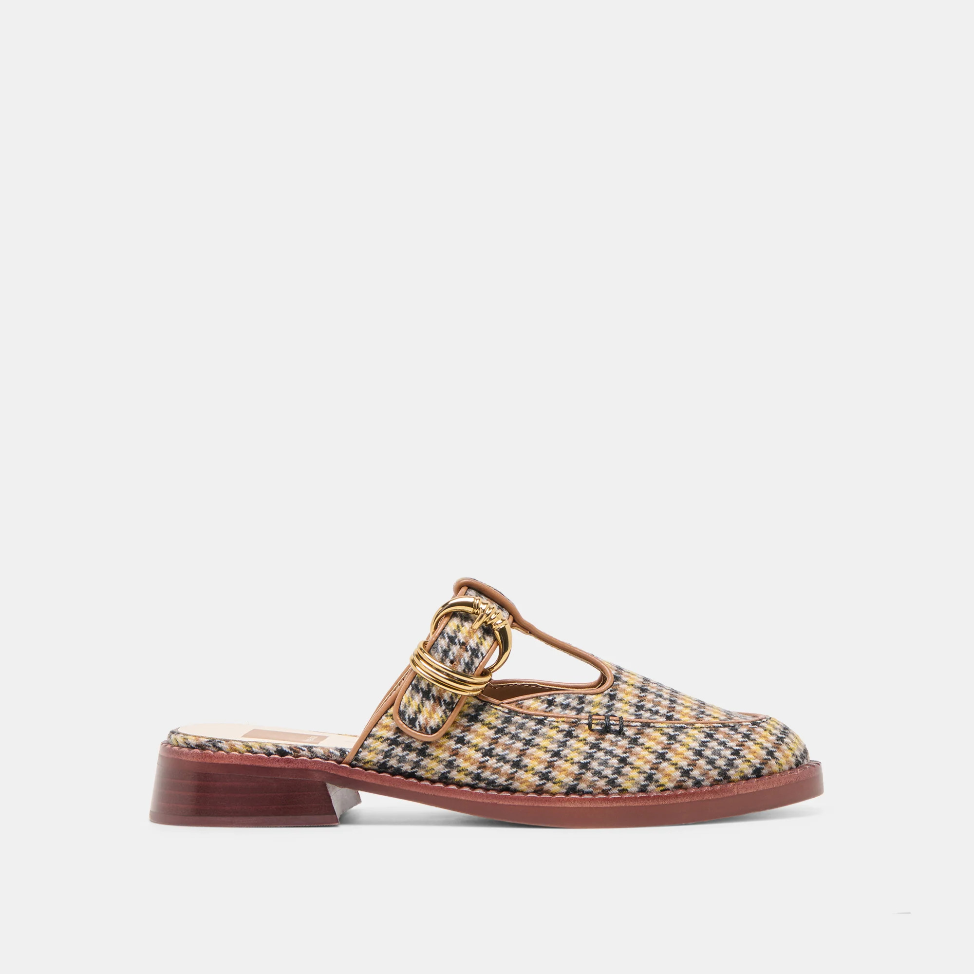Harlah Flats Yellow Plaid Tweed | DolceVita.com