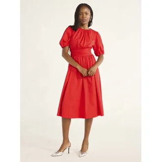 Free Assembly Women's Cotton Midi Wrap Dress with Short Sleeves, Sizes XS-4X | Walmart (US)