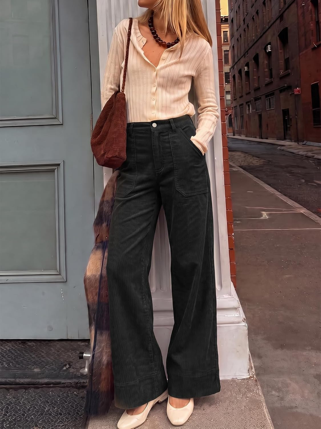 Cicy Bell Womens Corduroy Flare Pants High Waisted Fall Wide Leg Pants | Amazon (US)