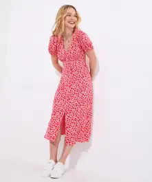 Roses Are Red Floral Printed Midi Dress | Joe Browns