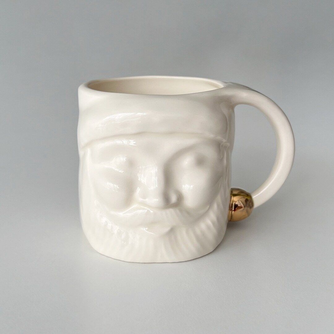 White Santa Mug - Handmade Mug, Vintage Christmas, Santa Coffee Cup, Christmas Barware, Christmas... | Etsy (US)