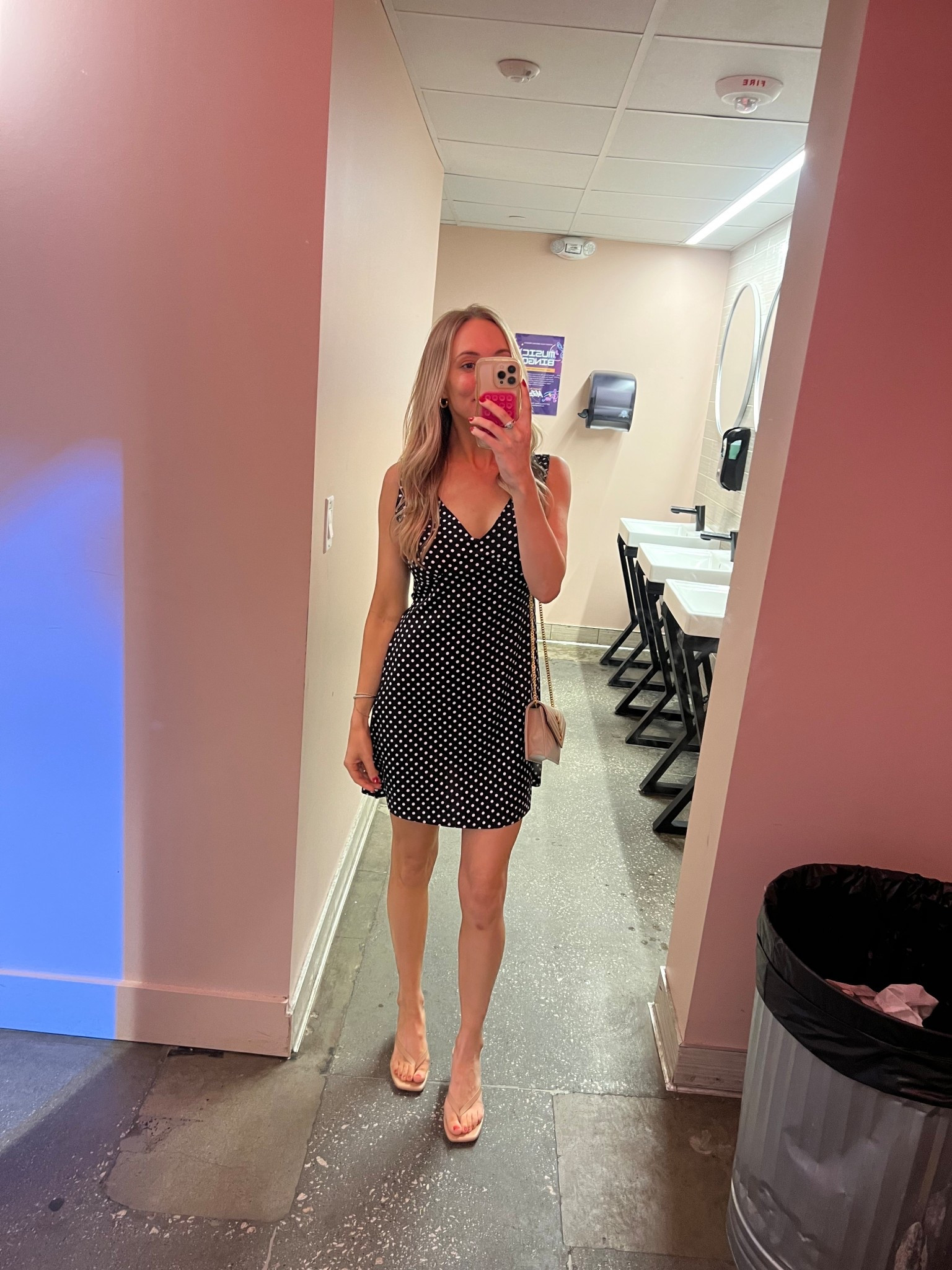 Navy and white polka dot dress outfit 

#LTKootd