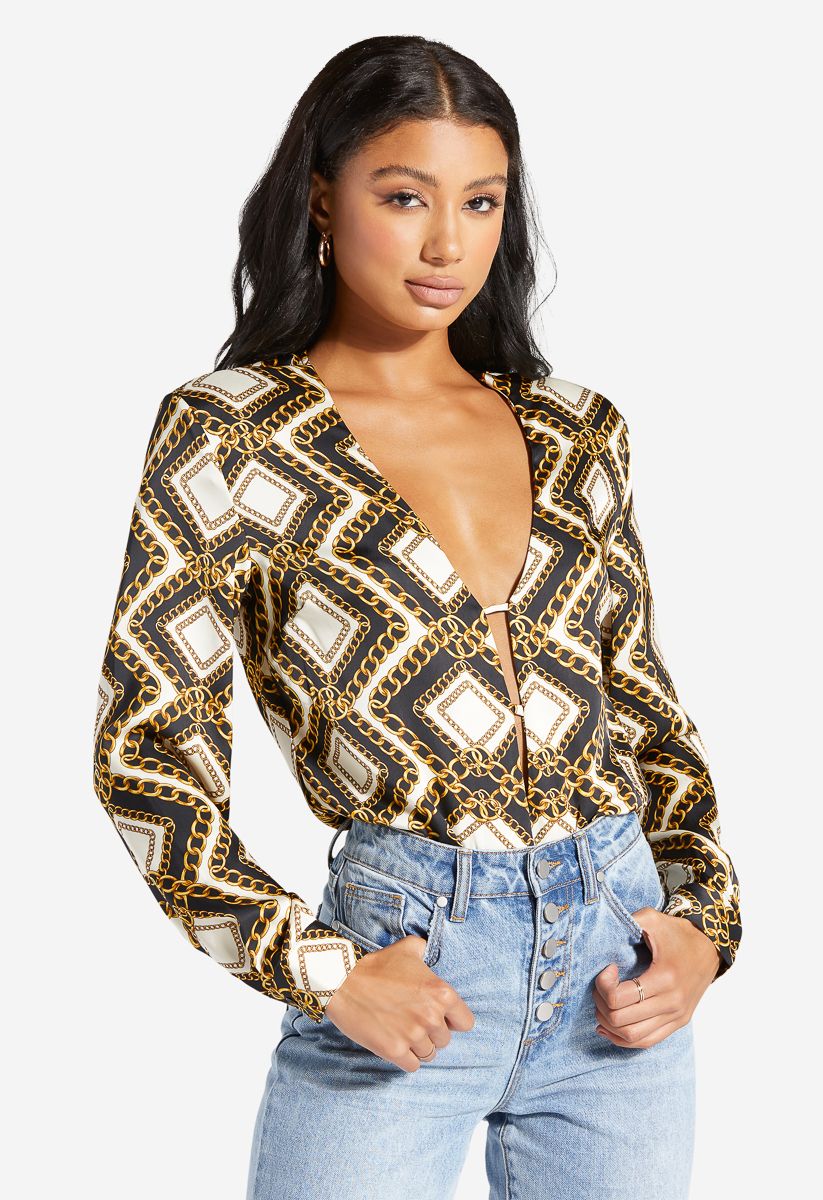 CHAIN PRINT BODYSUIT | ShoeDazzle