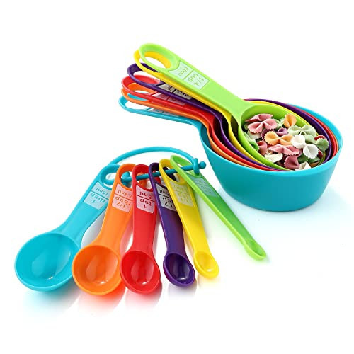 12PCS Measuring Cups, Little Cook Colorful Measuring Cups and Spoons Set, Stackable Measuring Spoons, Nesting Plastic Measuring Cup, kitchen Measuring Set for Baking & Cooking (6+6, Multi Colors) | Amazon (US)