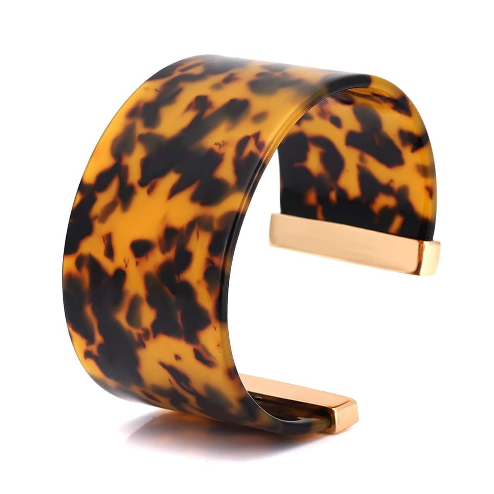 FAERLIIRY Wide Cuff Bangle Bracelet for Women Acrylic Resin Tortoise Bangle Bracelet Statement Ad... | Amazon (US)