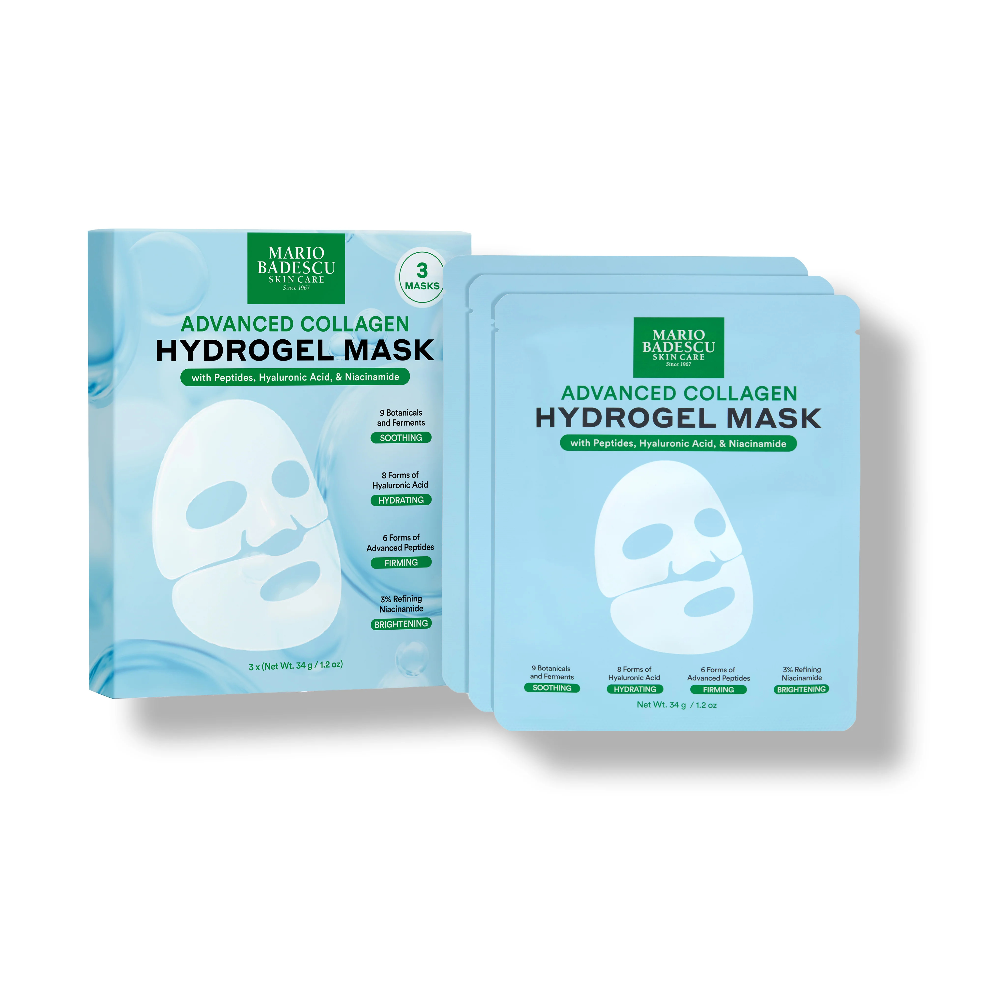 Advanced Collagen Hydrogel Mask with Peptides, Hyaluronic Acid & Niacinamide | Mario Badescu