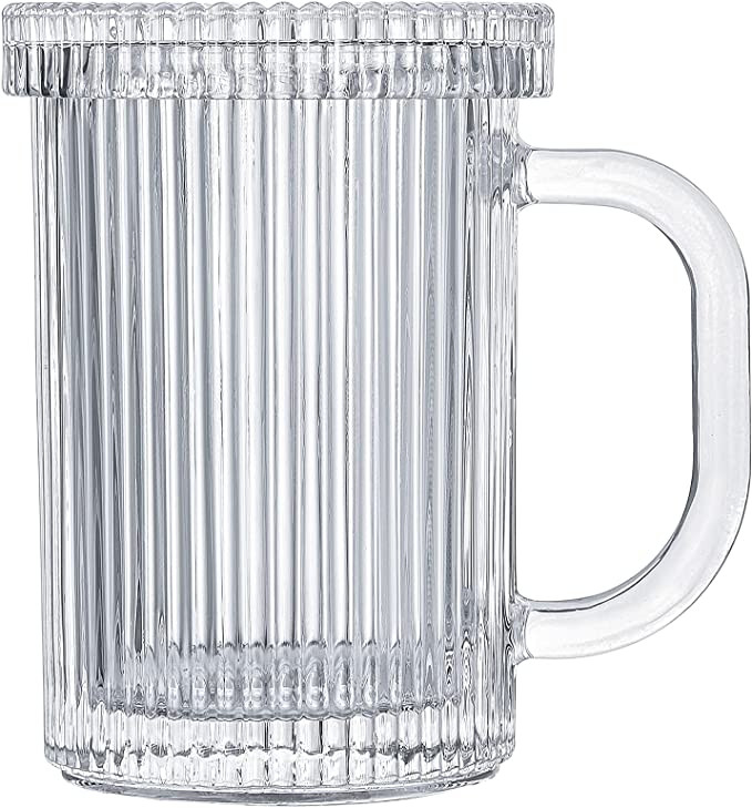 Amazon.com | Lysenn Clear Glass Coffee Mug - Classic Vertical Stripes Tea Mug - Elegant Coffee Cu... | Amazon (US)