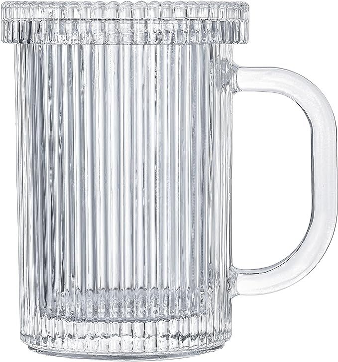 Amazon.com | Lysenn Clear Glass Coffee Mug - Classic Vertical Stripes Tea Mug - Elegant Coffee Cu... | Amazon (US)