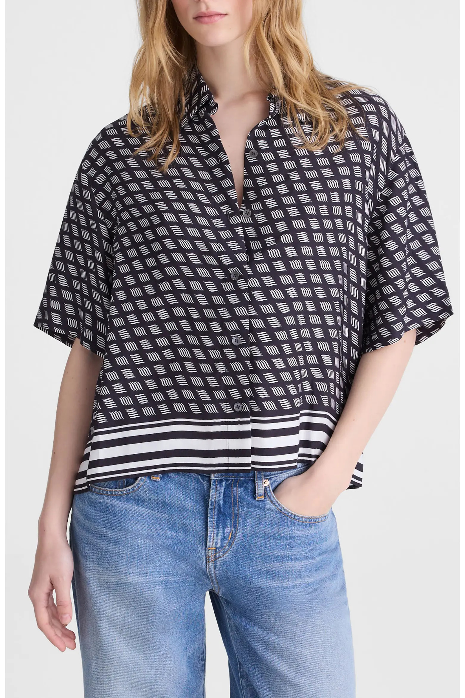 Geometric Boxy Button-Up Shirt (Women) | Nordstrom | Nordstrom