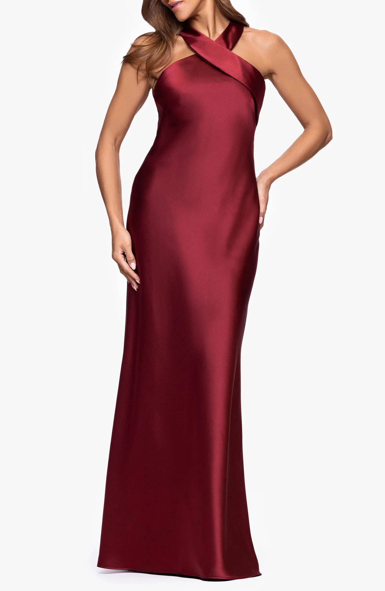 Halter Neck Satin Trumpet Gown | Nordstrom
