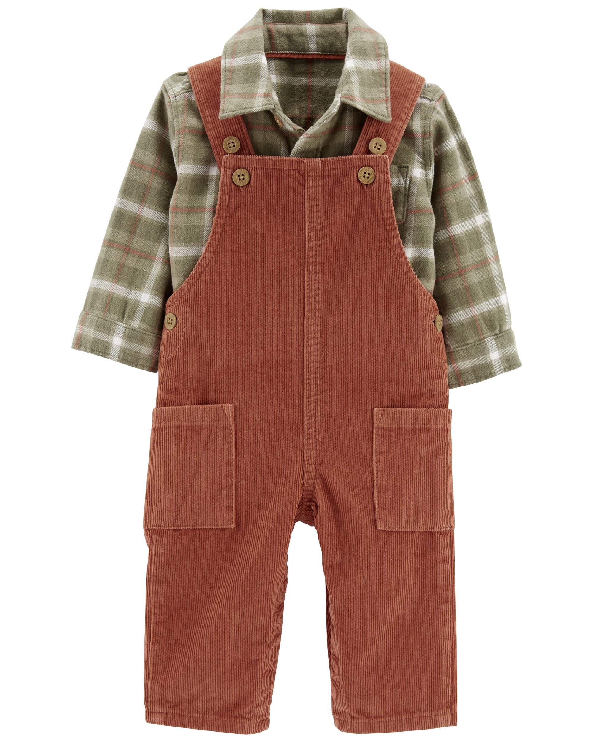 2-Piece Plaid Button-Front Shirt & Corduroy Overall Set | Carter's