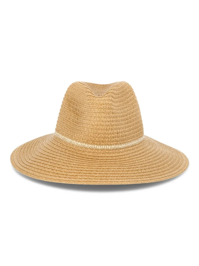 Time and Tru Women’s Wide Brim Mix Stripe Panama Hat, One Size Fits Most | Walmart (US)