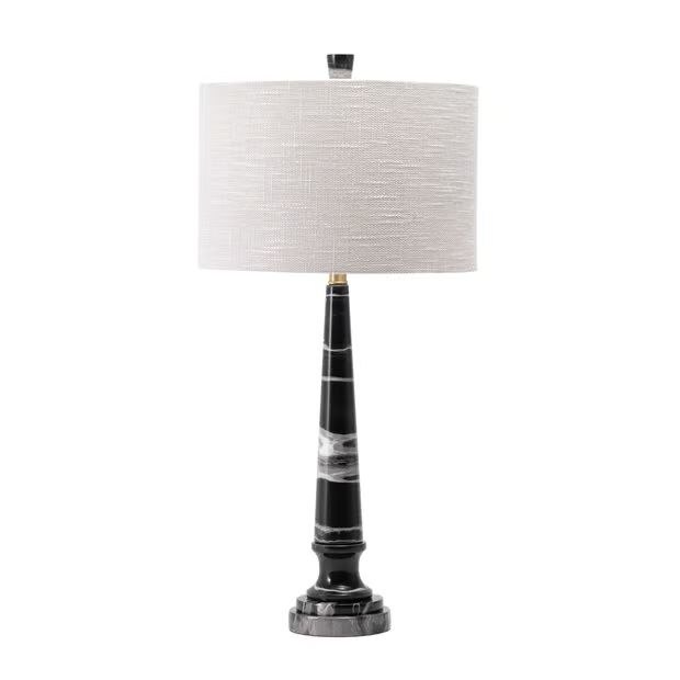 Black 31-inch Tapered Marble Candlestick Table Lamp | Rugs USA