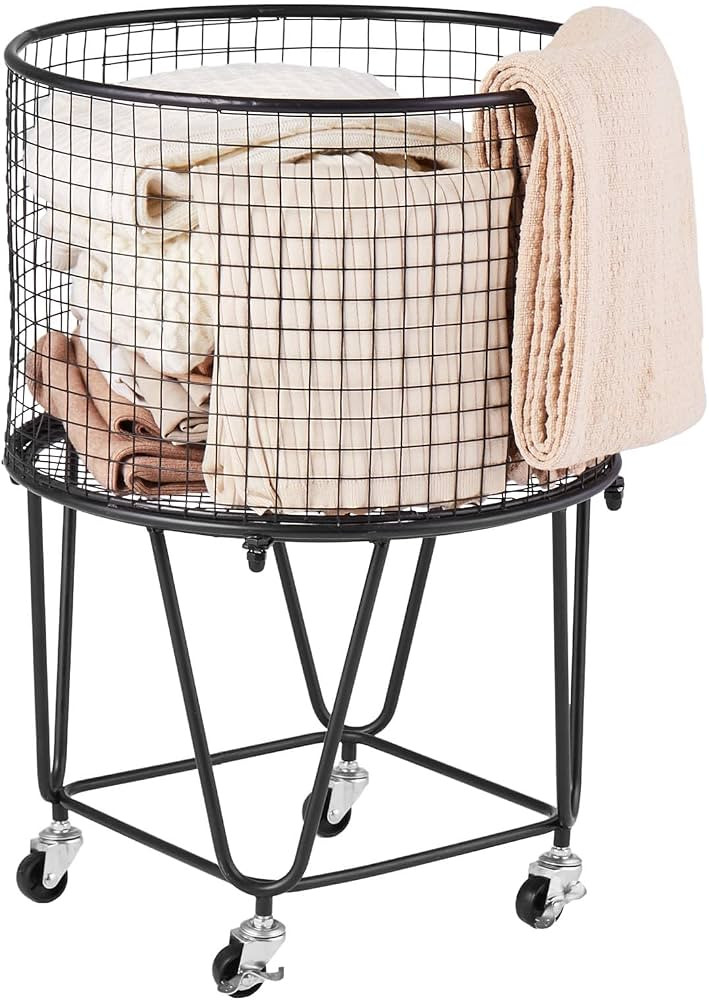 VEVOR Laundry Basket with Wheels, Metal Storage Cart Deep Set Rolling Mesh Laundry Hamper, 60 LBS... | Amazon (US)