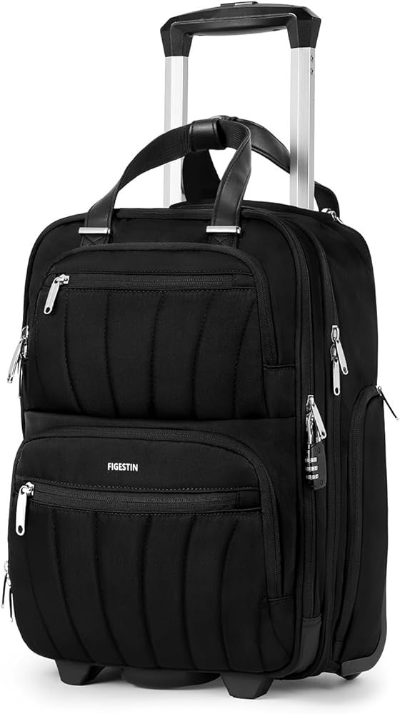 FIGESTIN Underseat Carry On Luggage with Wheels, 16-inch Softside Rolling Under Seat Luggage, Lig... | Amazon (US)