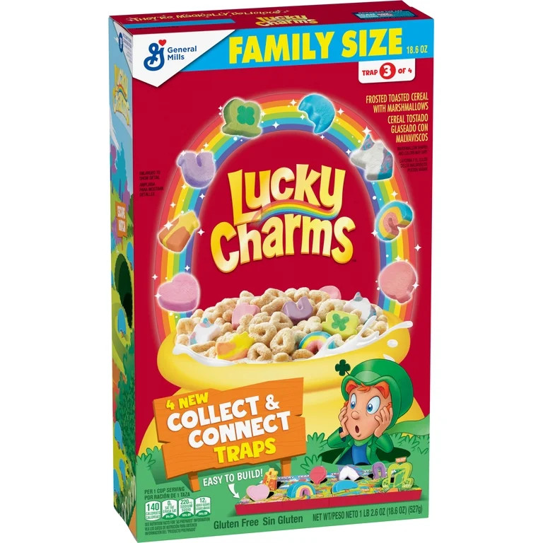 Lucky Charms Cereal with Marshmallows, with Leprechaun Trap, Family Size, 18.6 oz | Walmart (US)