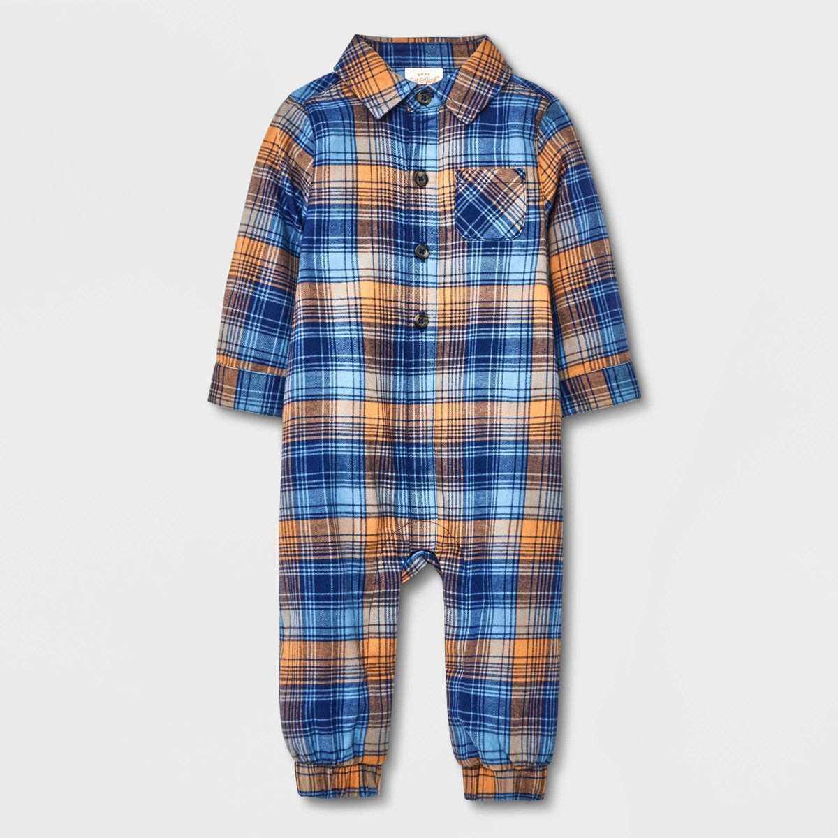 Baby Boys' Flannel Plaid Romper - Cat & Jack™ Dark Blue | Target