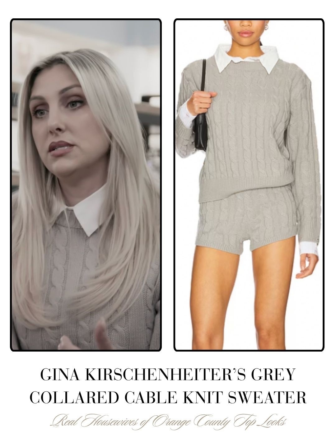 Gina Kirschenheiter’s Grey Collared Cable Knit Sweater